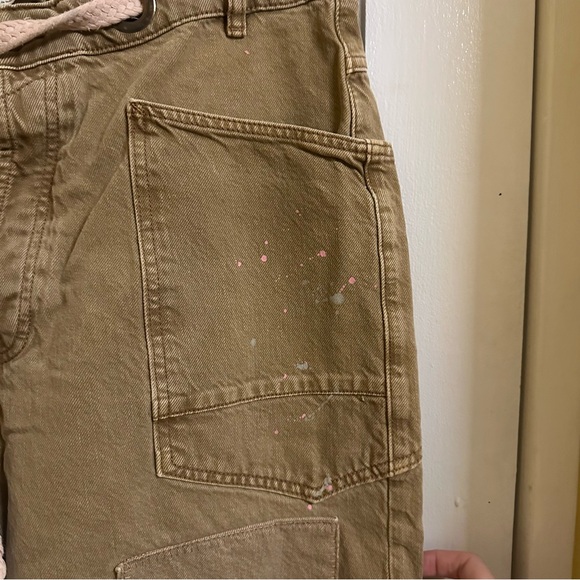 Free People Brown Cropped Pants with Pink Belt - Picture 4 of 7